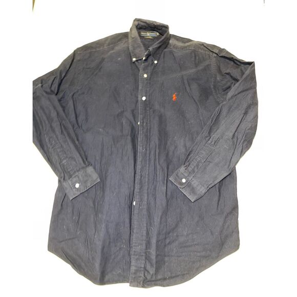 Ralph Lauren Shirt Men's  Large Blue Corduroy Button Down‎ Long Sleeve - Picture 1 of 6